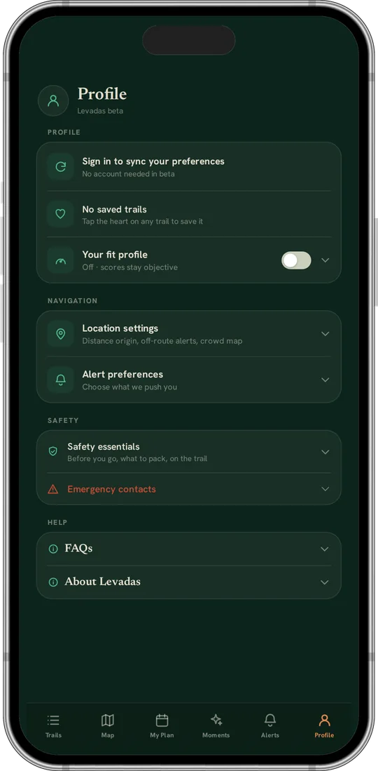 Levadas app: Tuned to you