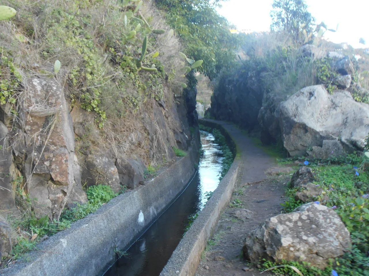 The channel and its ledge cut as a single step into the rock face