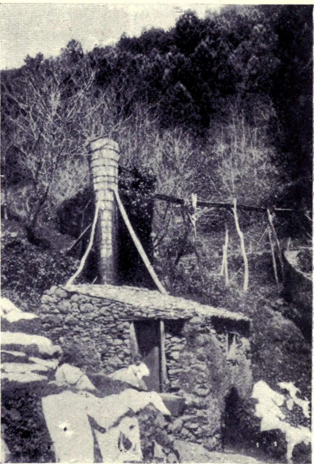 A country flour mill in 1909, a small stone building driven by water taken from a levada
